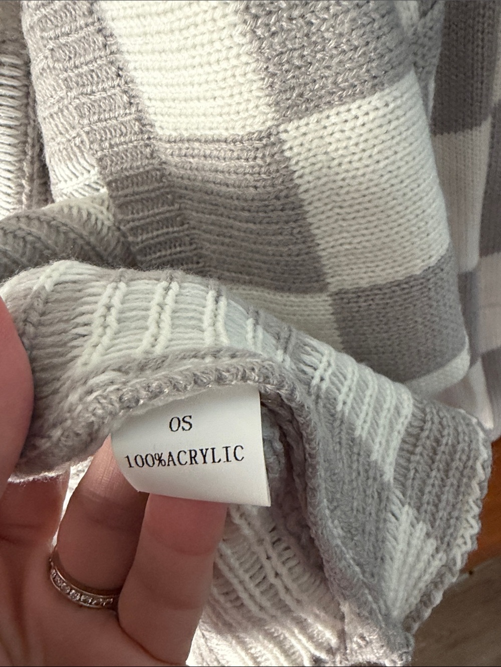 NWT Blakeley Gray & Cream Checker Knit Open-Front Cardigan - one size - Picture 6 of 7